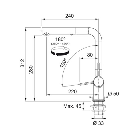 Bateria kuchenna z wyciąganą wylewką FRANKE Active L Twist pull-out spray - 115.0669.769