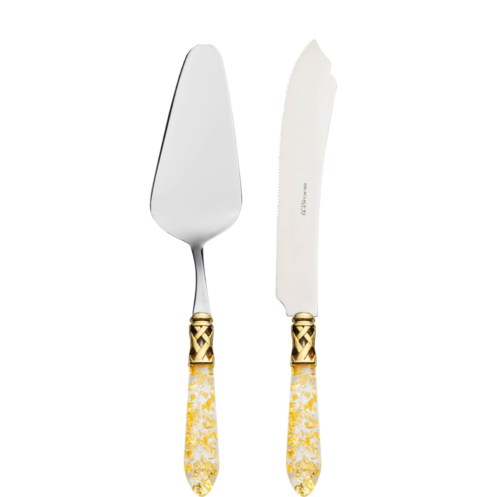 Bugatti ALADDIN GOLD- Łopatka do ciasta + nóż do krojenia ciasta / kolor perłowa kość słoniowa ALD1G-N4220/21