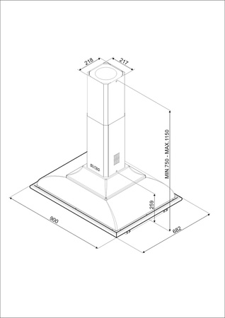 Okap wyspowy, Cortina KCI19AOE - Smeg