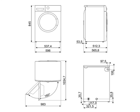 Pralko-suszarka, 8/5Kg, 1400, Steam, LCD WDN854SLDIN - Smeg