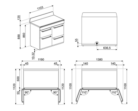 Kuchnia wolnost, 110cm, Victoria, czarny TR4110IBL2 - Smeg