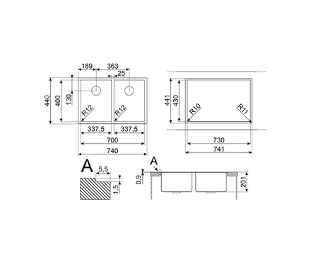 Zlewozmywak ze stali nierdzewnej VR12S3434 - Smeg