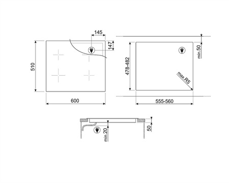 Płyta indukcyjna, 60cm, Linea, NG SIM1644DG - Smeg