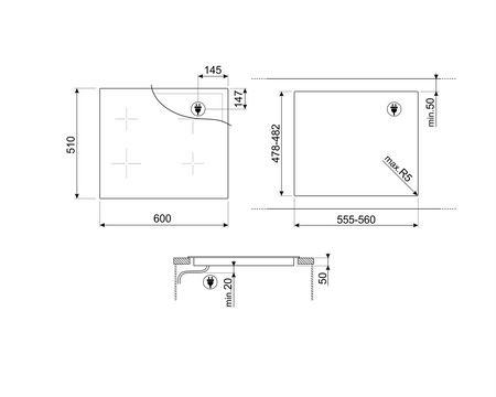 Płyta indukcyjna, 60cm, Linea, NG SIM1644DG - Smeg