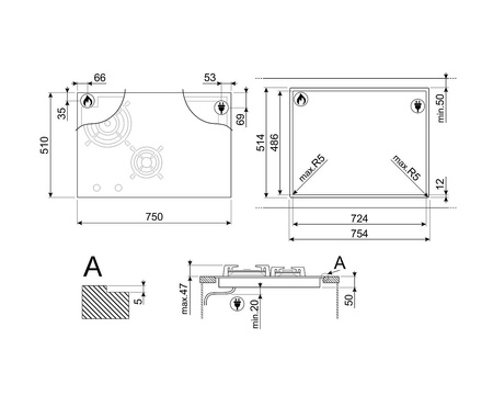 Płyta kuchenna PM3743D - Smeg