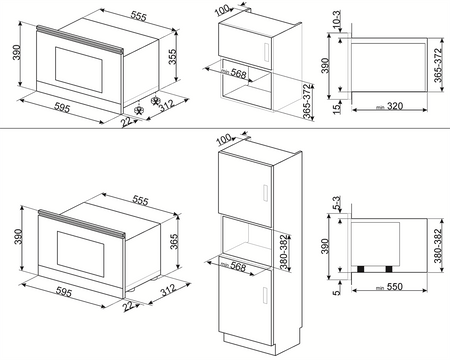 Kuchenka mikrofalowa, Linea, czarny MP122B3 - Smeg