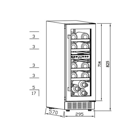 Lodówka na wino do zabudowy BERG 30cm winiarka BRGWA17D
