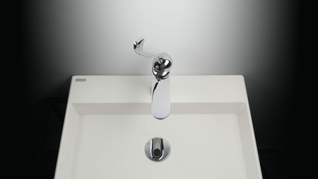 Umywalka granitowa nablatowa z miejscem na baterię - 400x400 mm CQR_AU4S - Deante