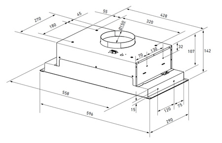 Okap kuchenny podszafkowy GLOBALO SAREDO 60.1 WHITE + turbina TW 1.2