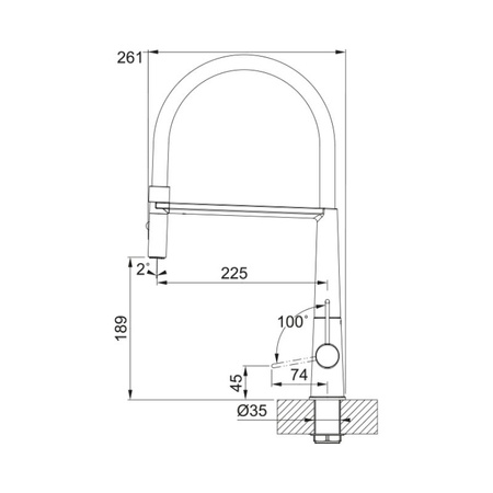 Bateria kuchenna z wyciąganą wylewką FRANKE Icon semi-pro czarny mat - 115.0690.598