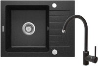 Zlewozmywak granitowy z baterią 1-komorowy z ociekaczem ZQZA211A - Deante