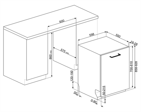 Zmywarka do zabudowy 60cm SMEG wys. 86cm STL323BQLH