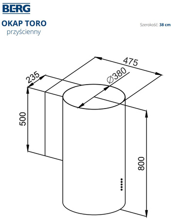 Okap kuchenny przyścienny BERG TORO TOROPOMBK3901