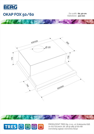 Okap kuchenny teleskopowy ICEBERG OKAP FOX60 FOX 60 INOX _ FOXOPTEMIX6002