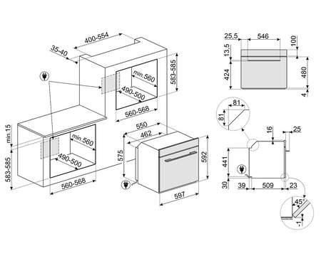 Piekarnik, 60 cm, Linea, czarny SOP6102TB3 - Smeg