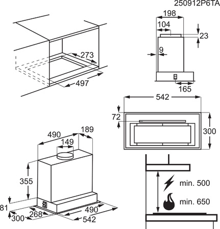 Okap kuchenny podszafkowy ELECTROLUX 900 54cm LFG825K