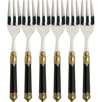 Bugatti RINASCIMENTO Gold Czarne zestaw 6 widelczyków do ciasta w pudełku RIDN-N2417
