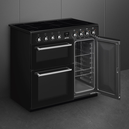 Kuchnia wolnostojąca czarna SMEG Classica CX93IMBL