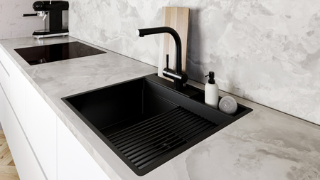 Zlew kuchenny GLOBALO SILVANO 60.1 BLACK/BL MAT