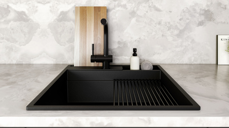 Zlew kuchenny GLOBALO SILVANO 60.1 BLACK/BL MAT