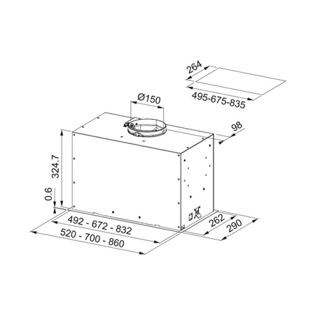 Okap podszafkowy 70cm FRANKE Box Flush Premium FBFP WI-FI stal - stal szlachetna