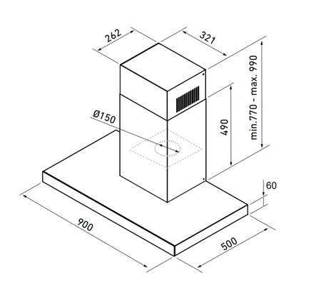 Okap kuchenny przyścienny GLOBALO VERTA 90.3 H2H BLACK