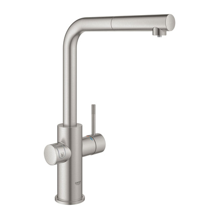 GROHE Blue Home - zestaw startowy z baterią filtrującą wodę i jednostką chłodzącą, z wyciąganą wylewką typu L. Conected. 31539DC0