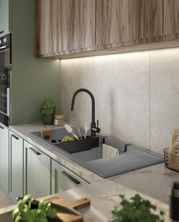 Zlewozmywak granitowy magnetyczny 2-komorowy z ociekaczem ZRM_S213 - Deante