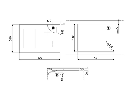 Płyta indukcyjna SMEG 80cm Linea NG SIM1844DG