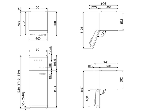 Lodówka chłodziarko zamrażarka SMEG Retro srebrny FAB30LSV6