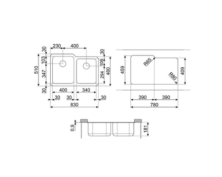 Zlewozmywak ze stali nierdzewnej UM45 - Smeg