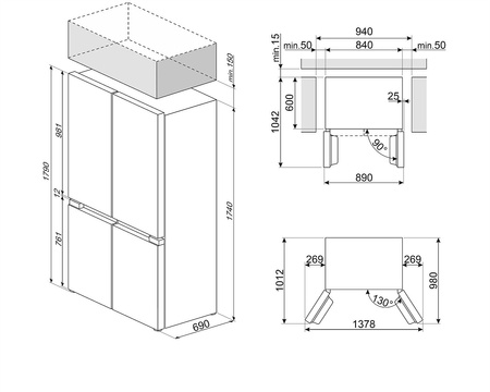 Lodówka chłodziarko zamrażarka Frenchdoor FQI48XD SMEG