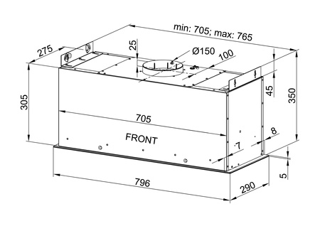 Okap kuchenny podszafkowy GLOBALO LOTEO 80.4 PLUS BLACK