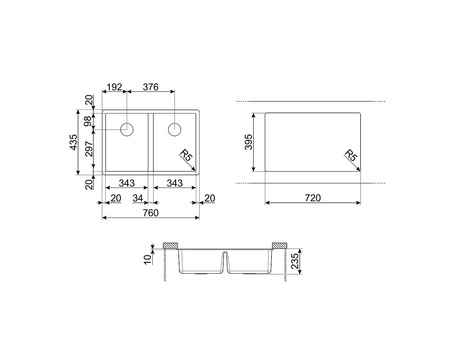Zlewozmywak ze stali nierdzewnej UM34 - Smeg