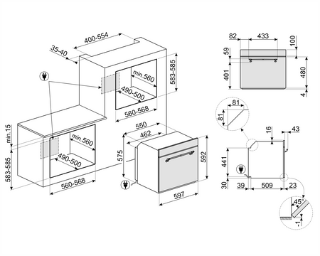 Piekarnik, 60 cm, Cortina, kremowy SFP750POPZ - Smeg