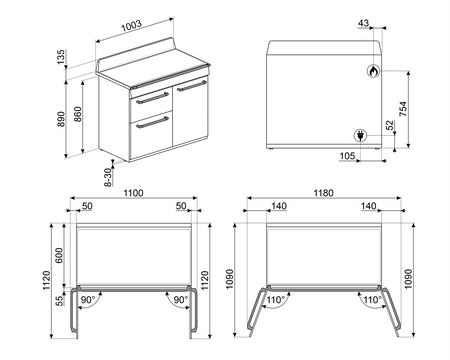 Kuchnia wolnost, 100cm, Victoria, czarny TR103BL - Smeg
