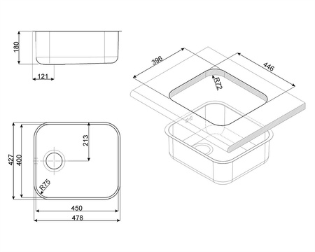 Zlewozmywak ze stali nierdzewnej UM45 - Smeg