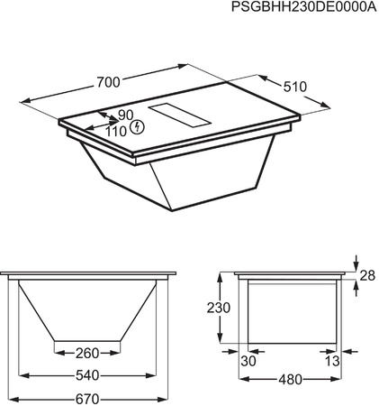 Płyta indukcyjna z okapem AEG NCH74B01CB Bridge eXtractor