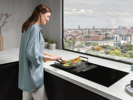 Płyta indukcyjna z okapem matowa AEG NCP84C01AZ Bridge eXtractor SaphirMatt 83cm
