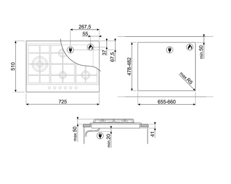 Płyta kuchenna PX375LMB - Smeg