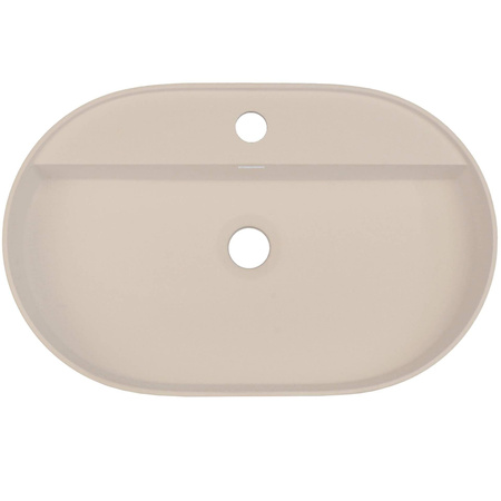 Umywalka granitowa nablatowa z miejscem na baterię - owalna CQS_5U6B - Deante