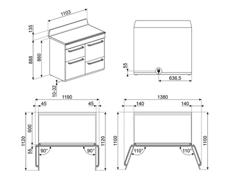 Kuchnia wolnost, 110cm, Victoria, czarny TR4110IBL2 - Smeg