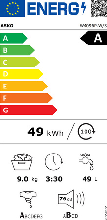 Pralka wolnostojąca ASKO Steel Seal Logic ładowana od przodu - W4096P.W/3