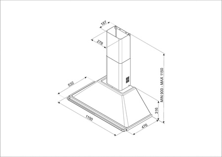 Okap kuchenny, Victoria, 110 cm, inox KTR110XE - Smeg