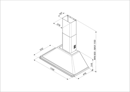 Okap kuchenny, Victoria, 110 cm, inox KTR110XE - Smeg