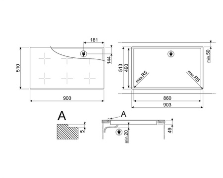 Płyta kuchenna SIM3964D - Smeg