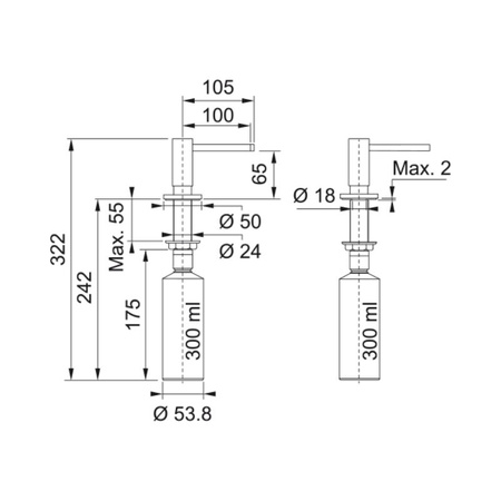 Dozownik do mydła FRANKE Active SM Czarny Mat - 119.0547.906