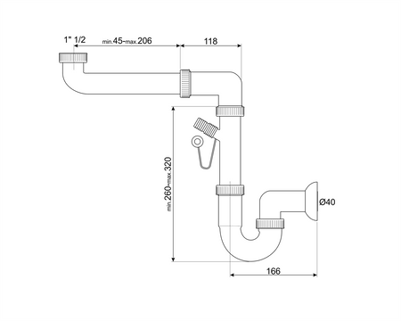 Syfon do pojedyńczego odpływu 3712 - Smeg