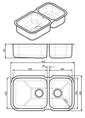 Zlewozmywak ze stali nierdzewnej UM45 - Smeg