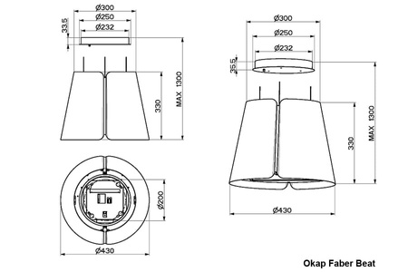 Okap wyspowy FABER Beat F45 czarny mat